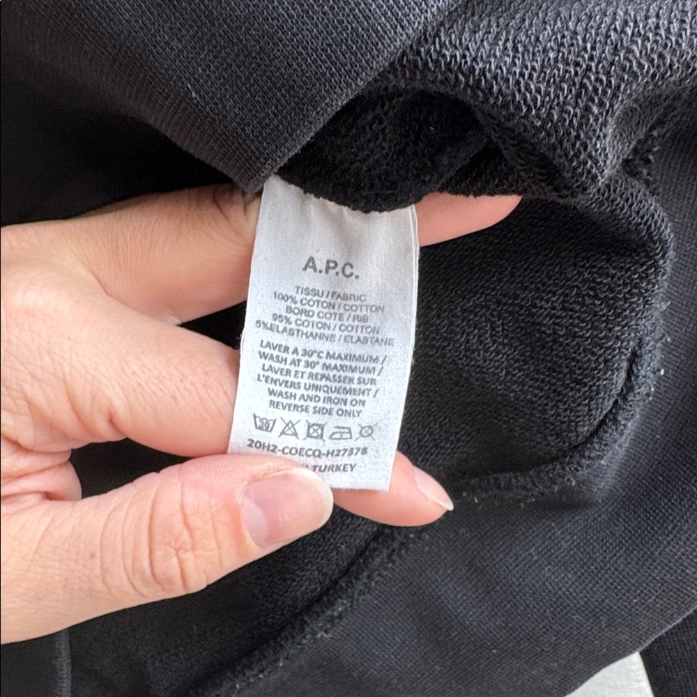 A.P.C. V.P.C. logo-print velvet cotton black crewneck size men’s small - Picture 5 of 6